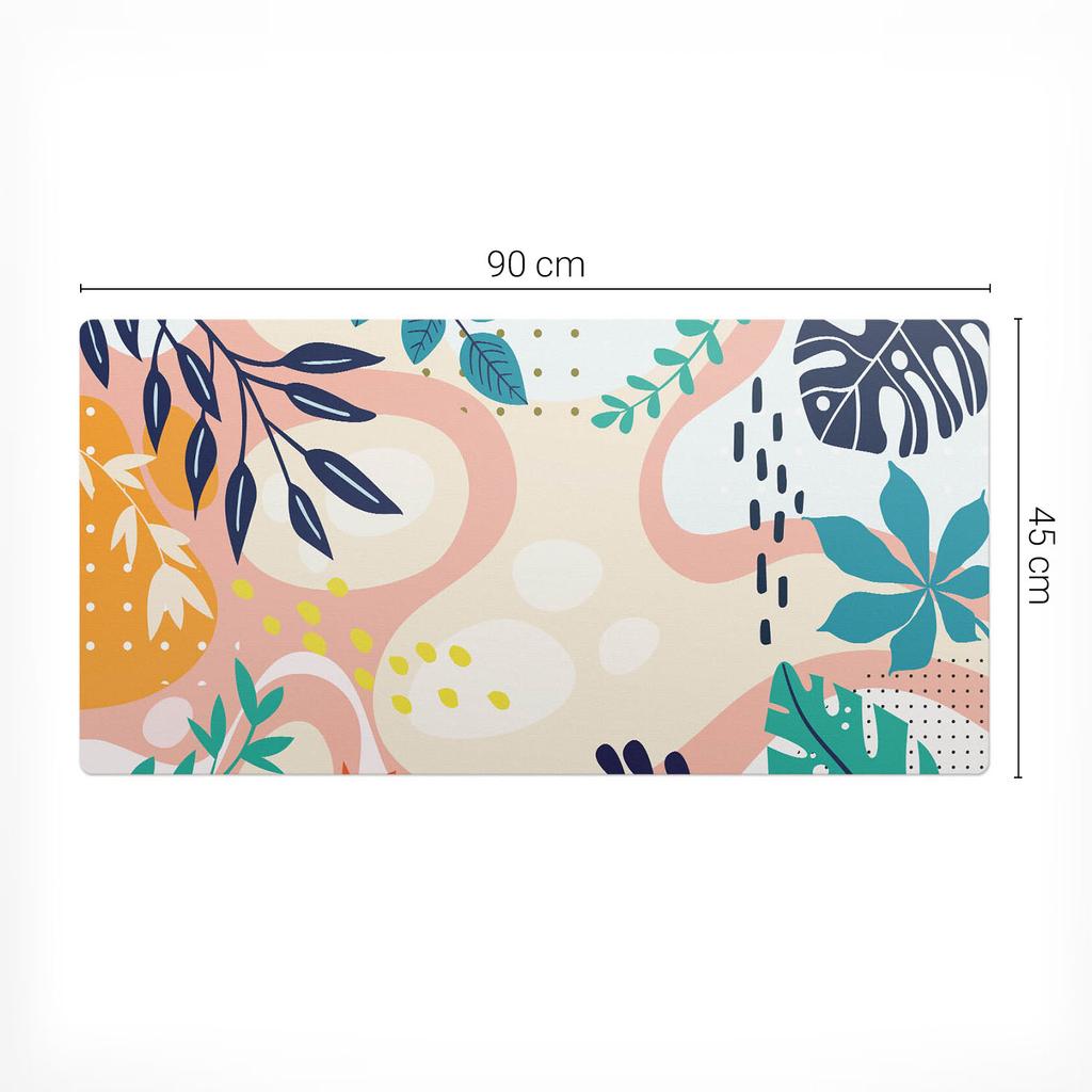 Durable Anti-Slip Desk Mat Leaves and Abstraction 90x45 Cm