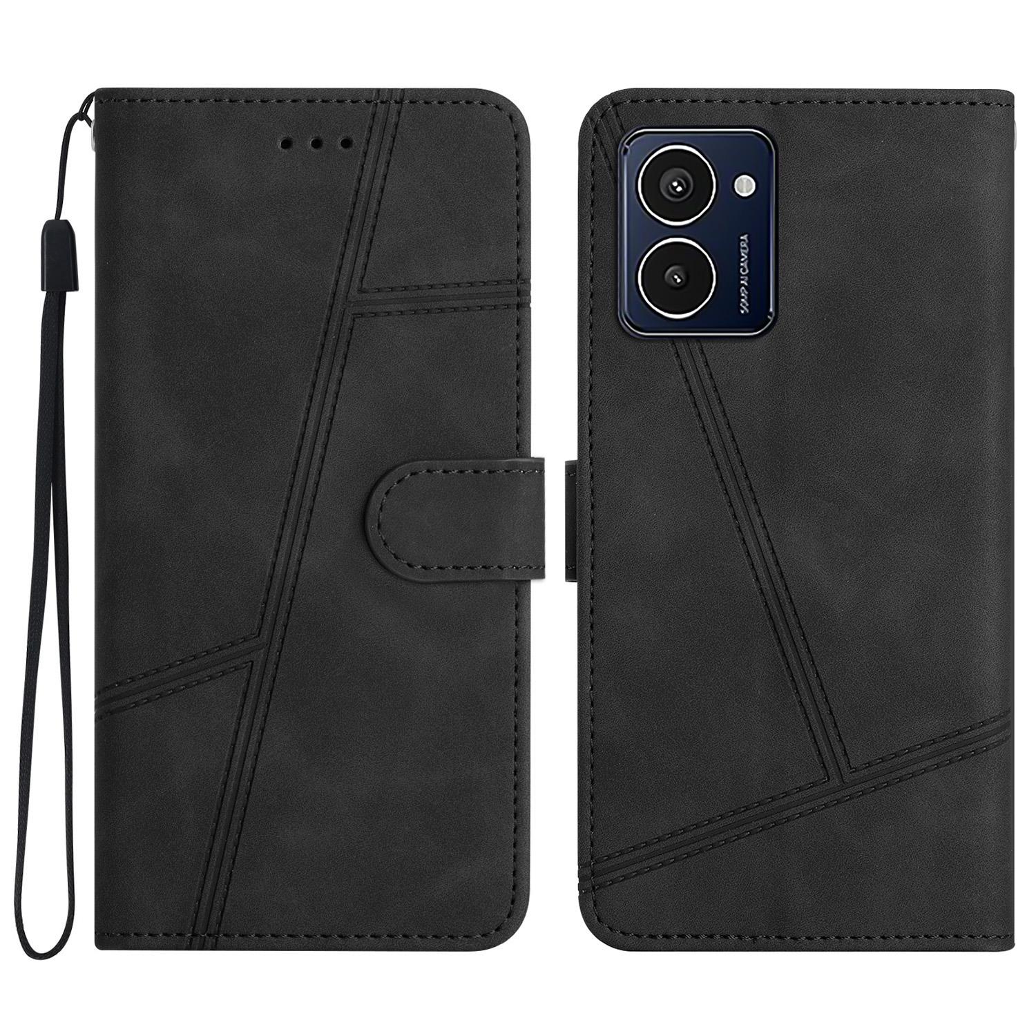 

Для HMD Pulse Pro Чехол Флип Кожаный Ретро Чехол для Телефона С Тиснением Линий Black