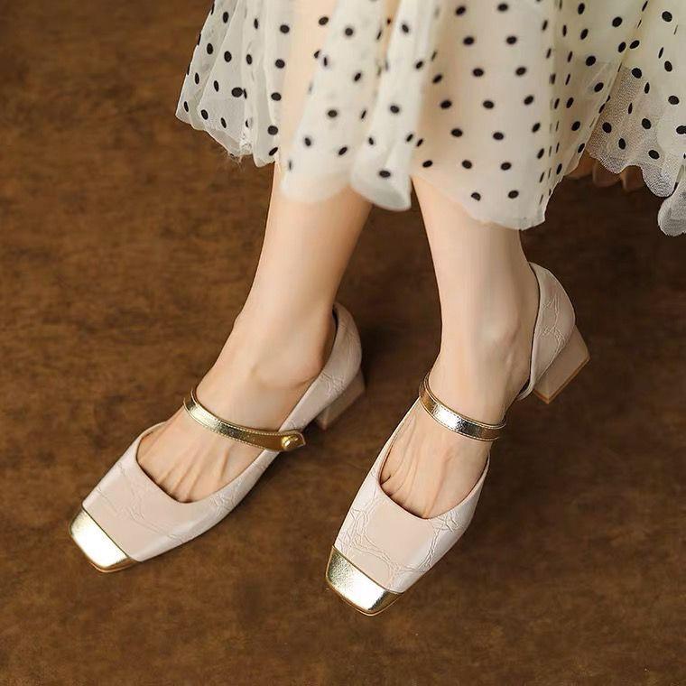 

Летние новые туфли Мэри Джейн 2024 года, женская мода, квадратный толстый каблук, высокие каблуки, французский ретро-темперамент, женская обувь 40 розовый