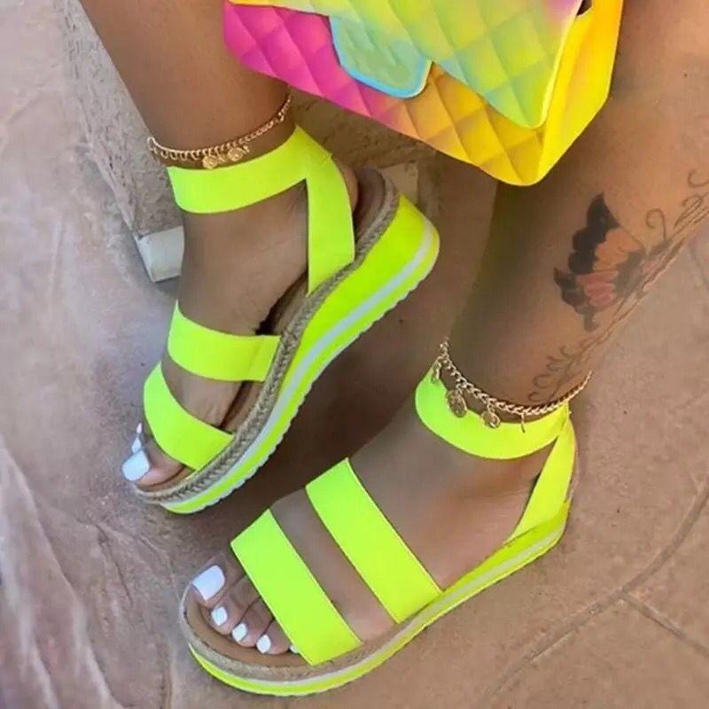 Large size muffin wedge sandals women's summer new hemp rope sole foot elastic band sandals