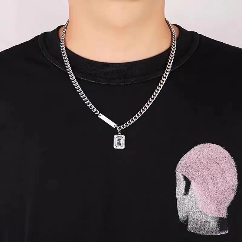 Titanium steel necklace men's trendy Cuban chain men's pendant niche chain girls sweater chain jewelry women