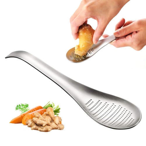 

Stainless steel ginger and garlic grater, perfect for grating ginger and wasabi. Easy to store.