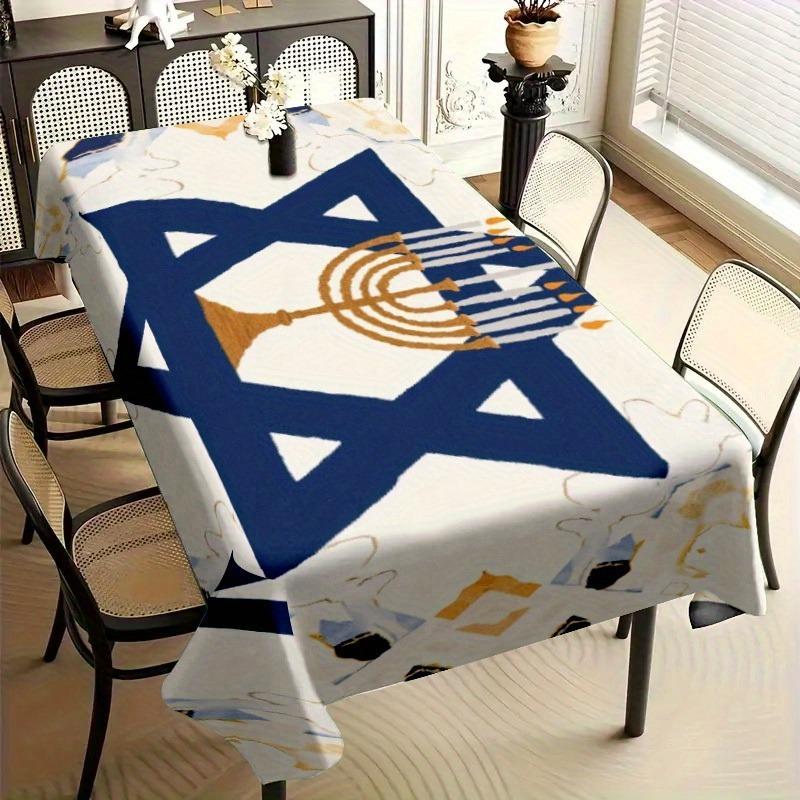 Joodse Davidsster Rechthoekige Tafelkleed voor Tafeldecoratie Keuken Eetkamer Waterdicht Herbruikbaar Tafelkleed voor Tafels Feest Picknick 140x140cm