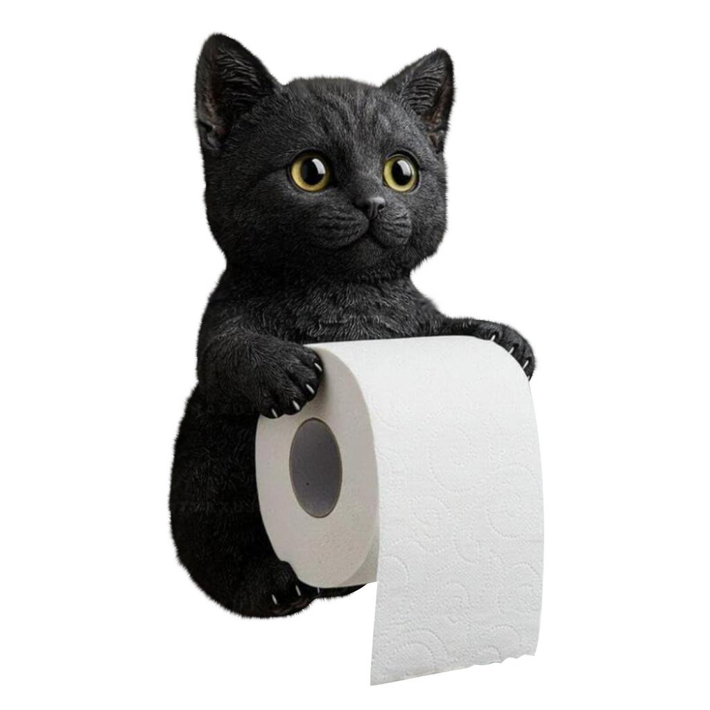 Porta-toalhas de Papel Gato, Porta-toalhas de Papel Gato 3D Divertido, Decoração para Banheiro Cozinha Suporte de Armazenamento de Papel Higiênico Montado na Parede