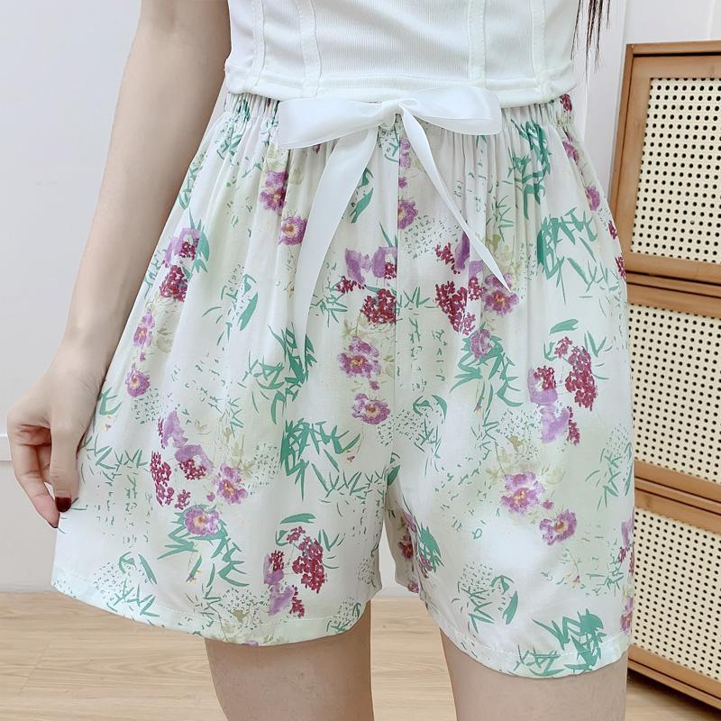 1PC Home Pajamas Lounge Bottom Women Sleep Shorts Cotton 2025 Casual Shorts NEW Floral Printing Plus Size Beach Hot Pants Loose