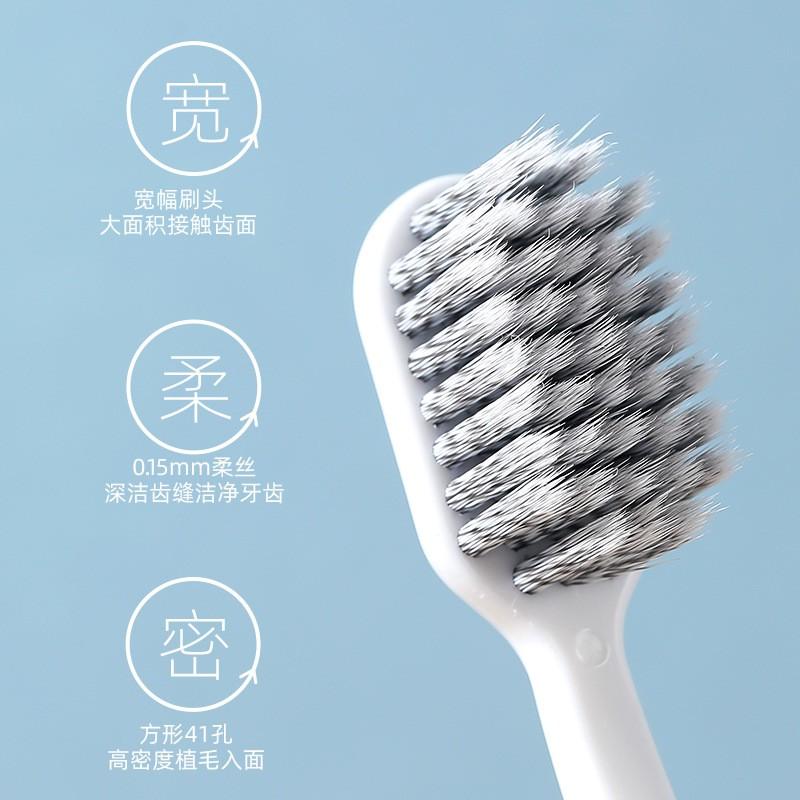 2-Pack Adult Soft Bristle Wide Head Manual Toothbrush Set Black White Daily Oral Care