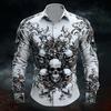 Halloween Thema Mannen Halloween Kostuums Schedels Shirt Knoopsluiting Shirt Casual Overhemd Lange Mouw Donkere Gotische Stijl Tops