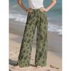 Summer Women's Fashion Floral Print Long Wide Leg Pants  Elastic Waist Haren Pants Casual Pants Haren Pants