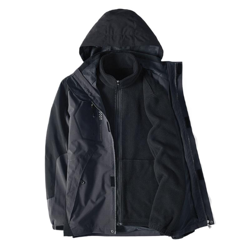 Herren Herbst- und Winter-Outdoor-Zweiteiler Drei-in-Eins-Jacke Herren Winddichte und Warme Bergsteiger-Overalls