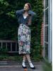 FABRICSEOUL Flower Jacquard Skirt_Grey