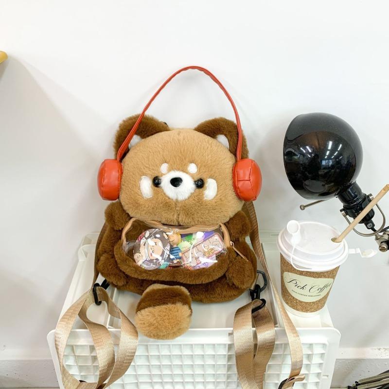 Panda Plüsch Rucksack Niedliche Plüschtier Puppe Damen Umhängetasche Fell Weiche Schultertasche Camping Reise Kawaii Party Weibliche Geburtstagsgeschenke