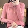Ein neuer Revers-Pullover für Damen für Frühling und Herbst, mit einem stilvollen Strickoberteil mit Revers als Basisschicht