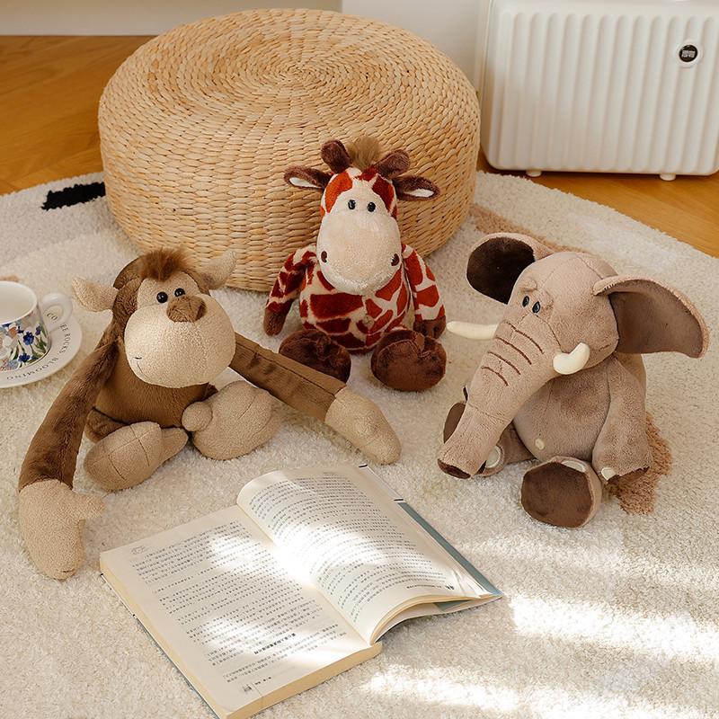 Orman Hayvanları Peluş Oyuncaklar - Aslan, Fil, Goril, Geyik Bebekler - Hayvanat Bahçesi Hediye Koleksiyonu