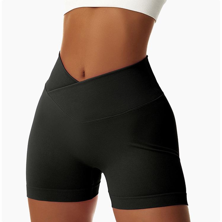 High-Waisted Peach Lift Yoga Shorts - Schnelltrocknend, Nahtlos, V-Bund, Sport- & Laufbekleidung