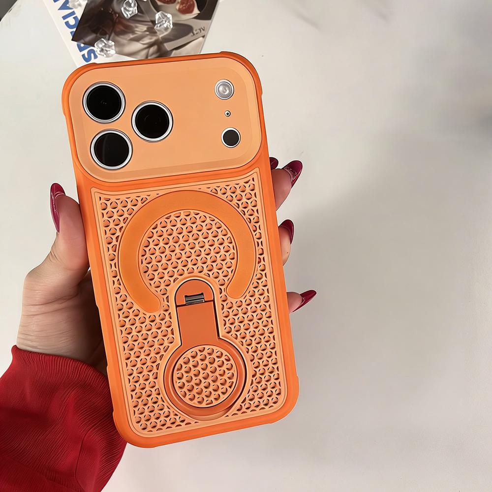 

Heat Dissipation Magnetic Metal Grip Bracket Case For iPhone Air 17 16 15 14 13 12 11 Pro Max Plus For Magsafe Stand Phone Cover iPhone 11