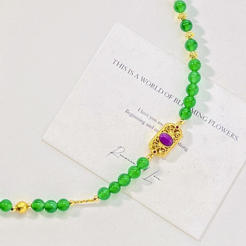 High Quality Natural Chalcedony Artificial Pearl Design Sense Necklace Sweater Chain
