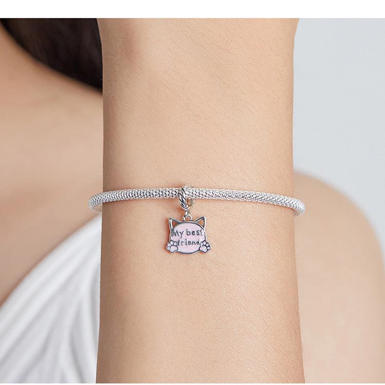 Yinziyun Cat Paw Print DIY Bracelet Spacer Beads: Cute S925 Sterling Silver Pet Imprint Collection