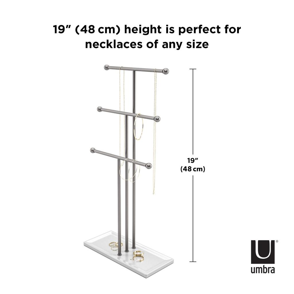 Official Umbra Trigem Jewelry Stand, White/Nickel