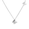 Women's Titanium Steel Gold-Plated Double Butterfly Pendant Necklace - Frosted, Colorfast, Lightweight, Trendy Design.