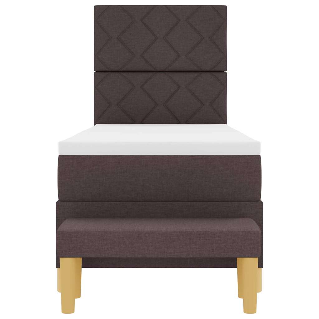 Box Spring Bed with Headboard Dark Brown 200 x 80 cm Fabric
