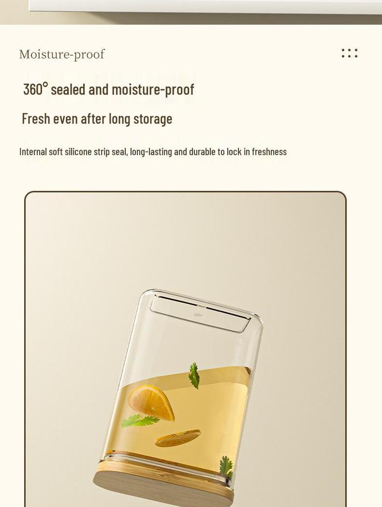 Transparent Plastic Food Jar with Bamboo Lid for Kitchen Storage