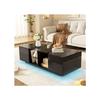 Table basse moderne noire avec éclairage LED, plateau de table brillant, 120 x 50 x 38,5 cm