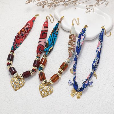 Holiday Style Women's Silk Scarves, Necklaces, Retro Fashionable Fabrics, Beaded Sweaters, Chains, European and American Trendy Fashion Necklaces.