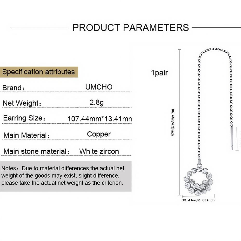 Cercei lungi cu zirconiu cubic, cu ciucuri rotunde și ciucuri, pentru urechi