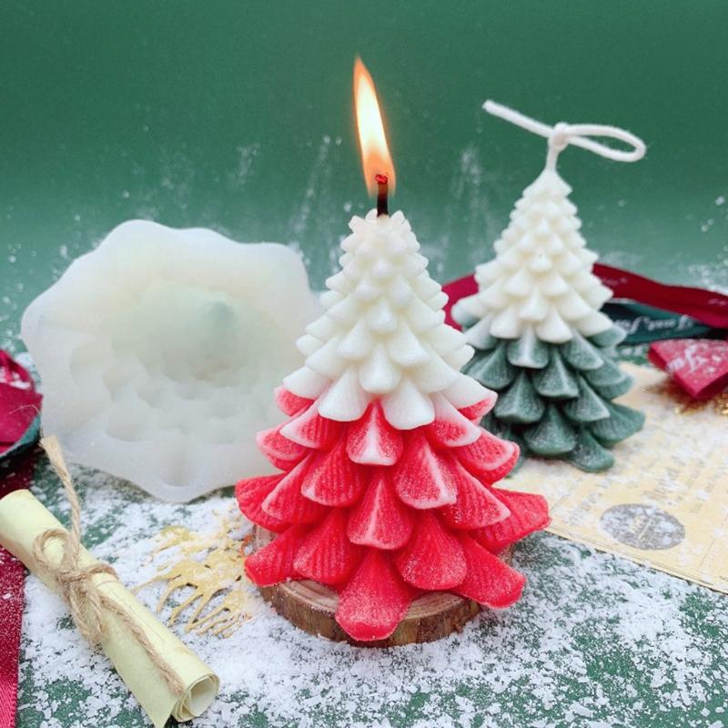 Aroma Plaster Silicone Mold Handicrafts Soap Candle Resin Casting Handmade Sawtooth Christmas Tree Shape 3D Candle Mold