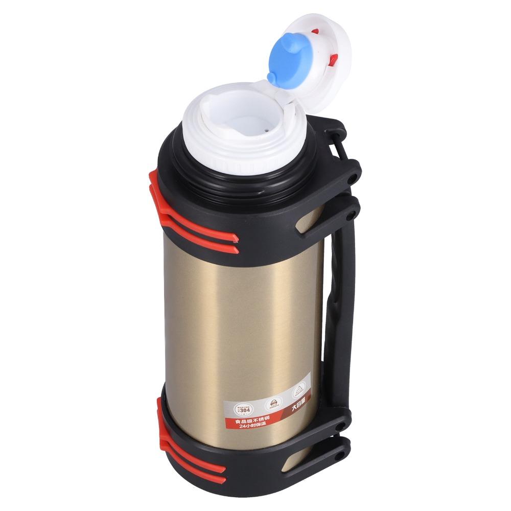 2000ml Insulated Bottle Double Wall Insulation Sealed Anti Leak Lid Outdoor Kettle Carry Handle Rustless Steel Liner