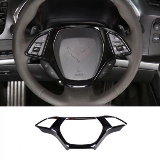 Glossy Black interior Steering Wheel Cover Trim for 2014-18 Corvette C7 US