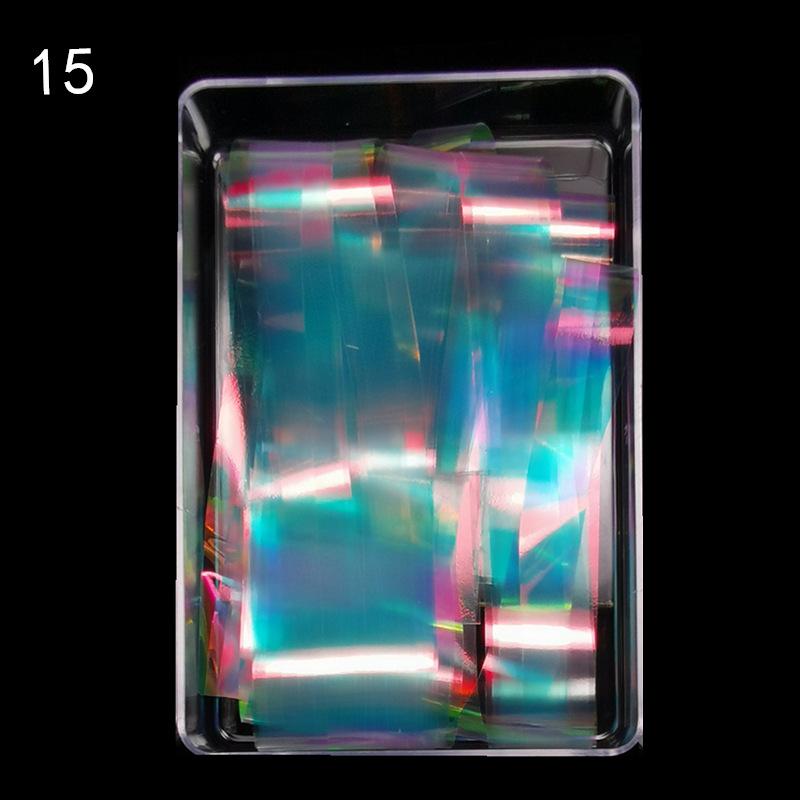 20Pcs Candy Color Aurora Cellophane Strip Colorful Nail Stickers Nail Art Decoration with Box