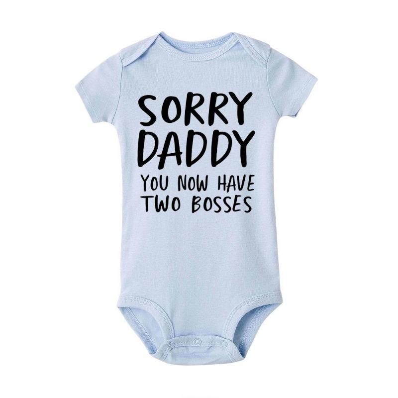 Newborn Baby Romper Sorry Daddy You Know Have Two Bosses Print Infant Cotton Jumpsuit Bodysuit