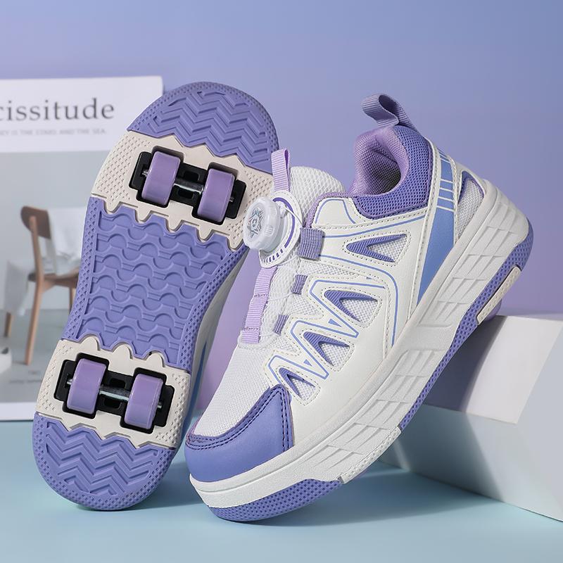 Öğrenci Paten Ayakkabıları Dönen Düğme Dört Tekerlekli Paten Paten Ayakkabıları Paten Kayma Çıkarılabilir Tekerlekli Çocuk Ayakkabıları