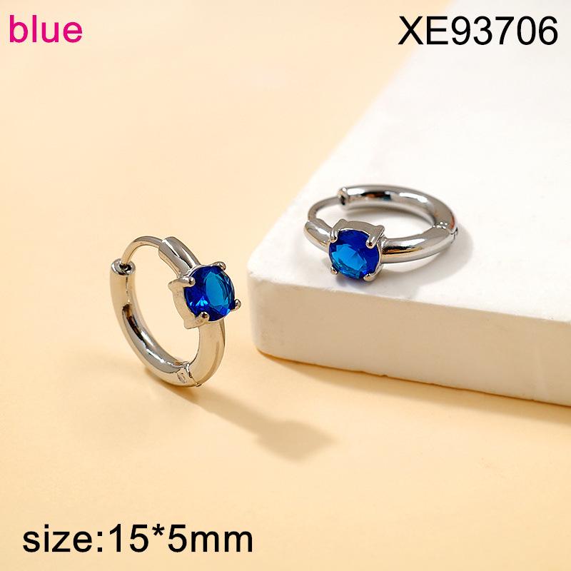 Fashionable Zirconia Earrings: Simple Luxury Style, Colored Gemstone Studs, Niche Design, High-End Titanium Steel Hoops for Women