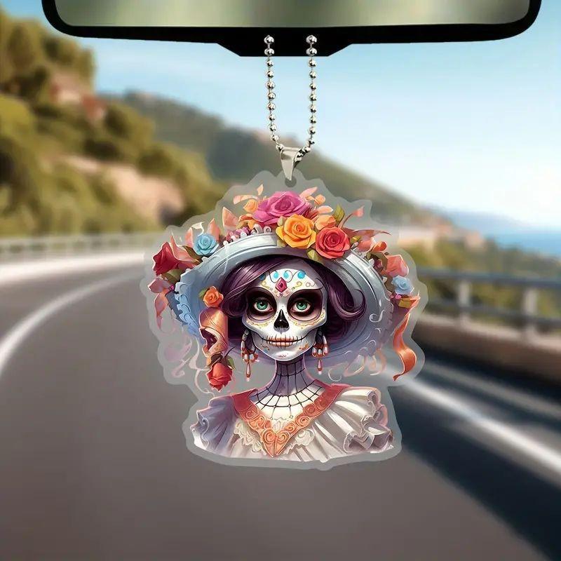 

Eyecatching Skeleton Cartoon Doll Acrylic Flat Ornament Excellent For Halloween And Holiday Car Decorations 1