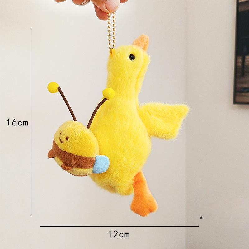 Cute Stretching Big White Goose Keychain Pendant Unzipped Fun Plush Doll Toy Doll Bag Hanging Ornament Doll
