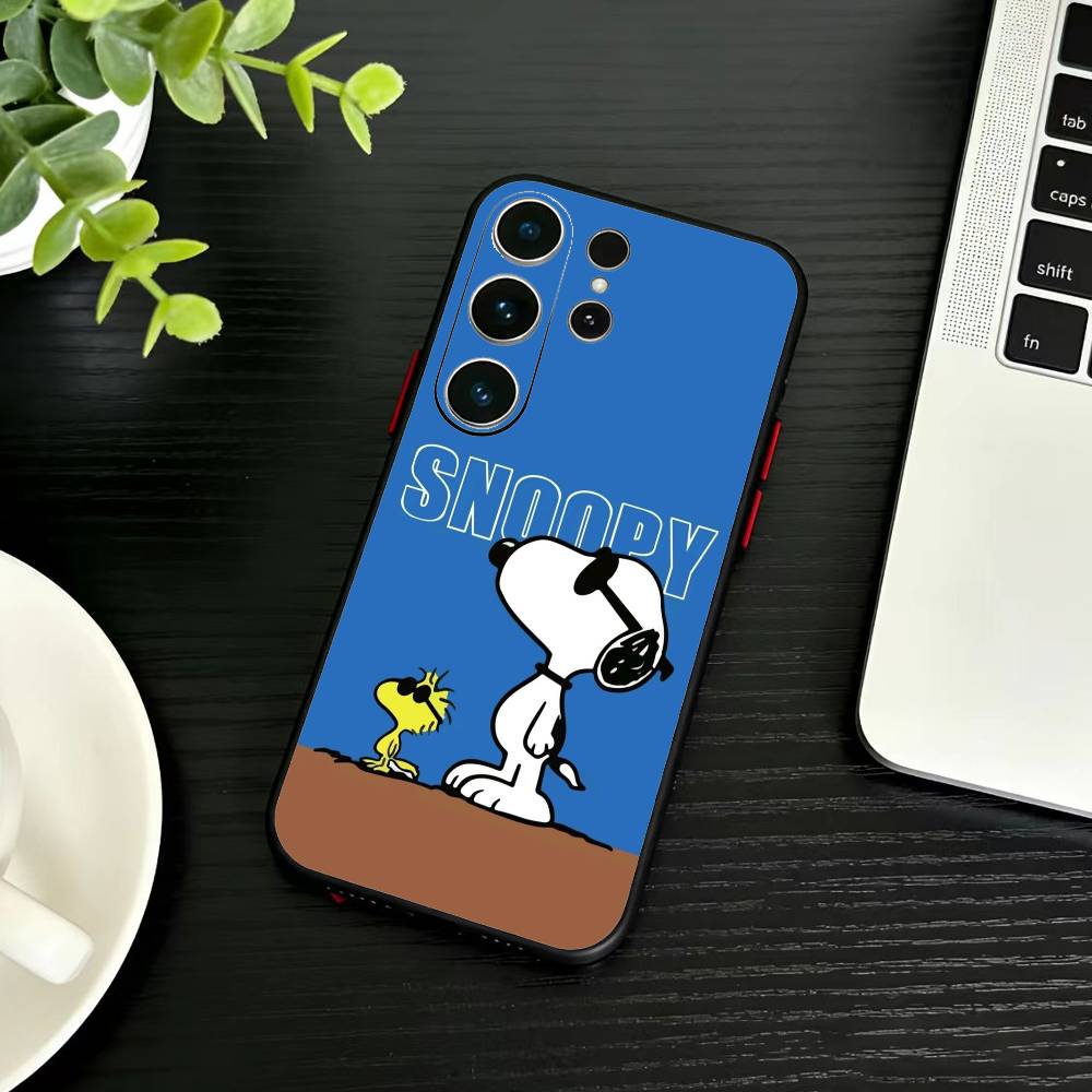 

F-Snoopy Phone Case For Samsung S26,S25,S24,S23,S22,S21,S20,Ultra,Plus,FE Black Soft Cover Samsung S225G
