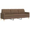 3 Piece Sofa Set with Footstool Brown Fabric