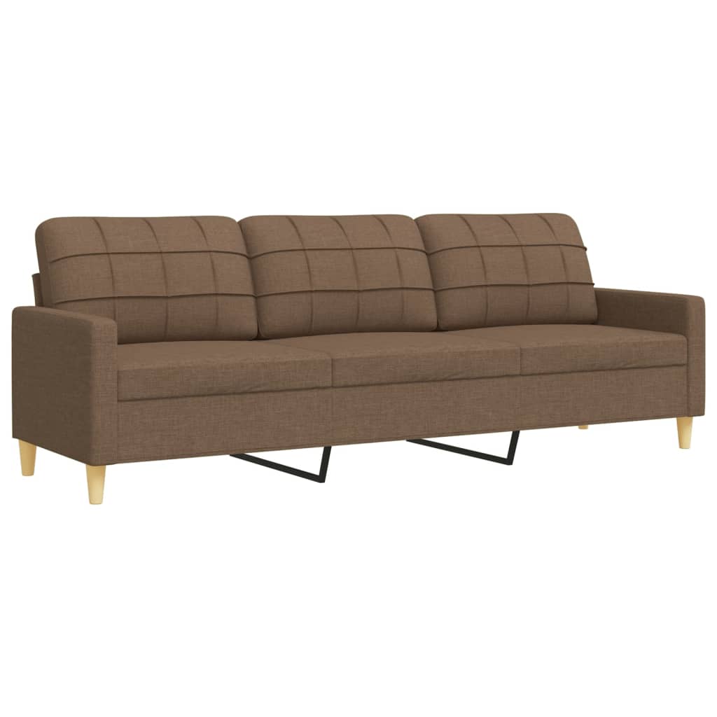 3 Piece Sofa Set with Footstool Brown Fabric
