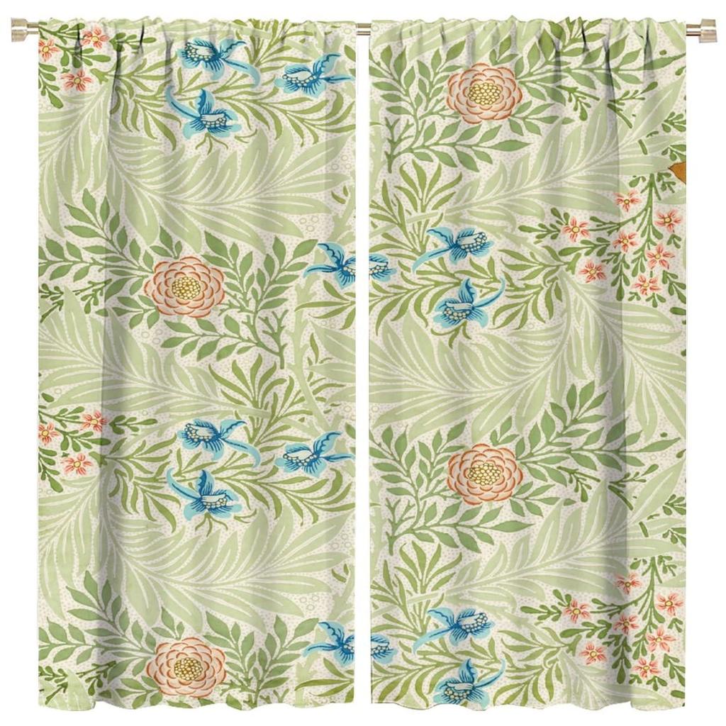 Tenda Retro Finestre William Morris con Motivo Botanico, Tenda Oscurante William Morris Arte Floreale 2 Pannelli