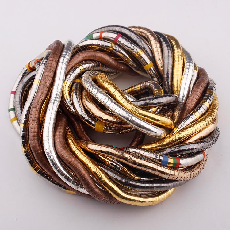 European and American men's personalized snake necklace 5mm white K iron-plated curved flexible random shape cool snake chain