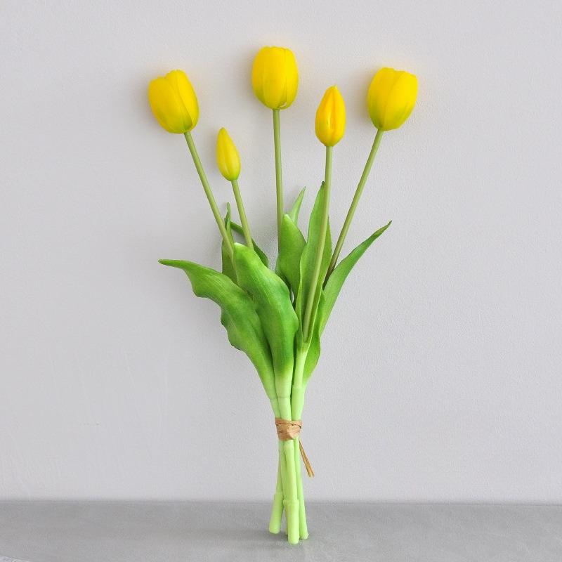 Five-headed Artificial Flowers Tulips Bouquet Real Touch High Quality Silicone Fake Flowers Home Room Garden Wedding Decorations