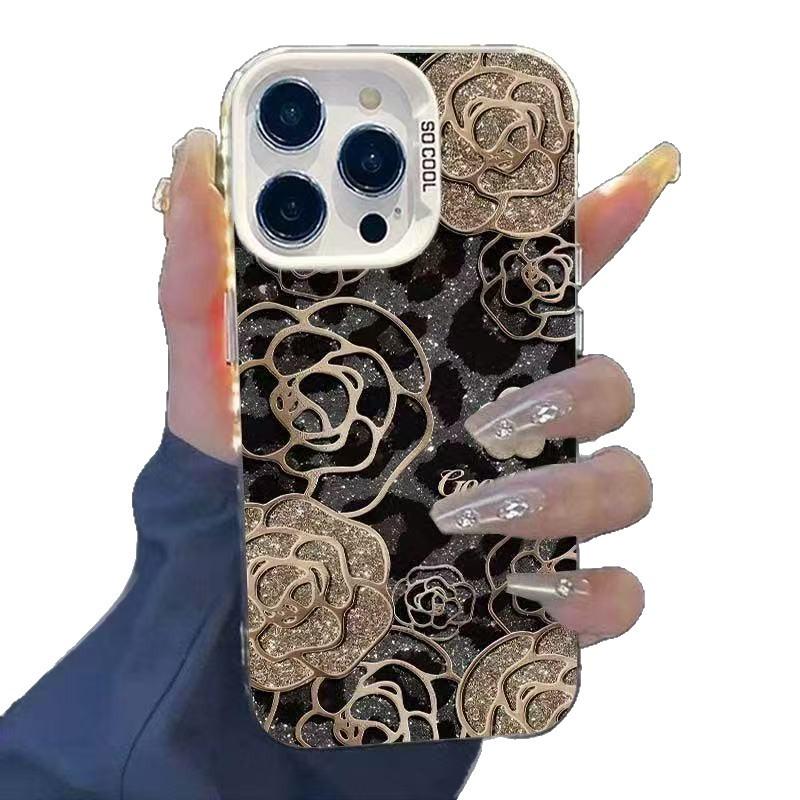 Leopard Print Rose Phone Case for iPhone 17, 16 Pro Max, 15 Pro, 14, 13, 12