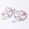 Floral Folding Double-Sided Makeup Mirror - Round PU Leather Cute Cartoon Design