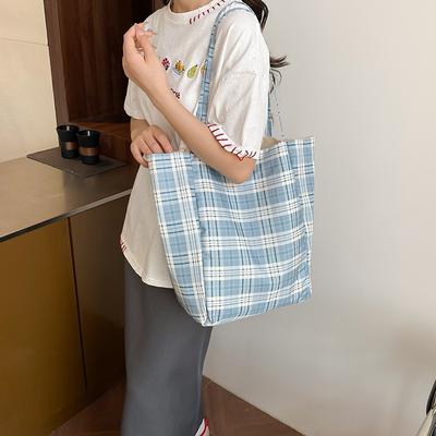 Summer New Simple and Fashionable Large-capacity Shoulder Tote Bag Women's Niche Plaid Shoulder Backpack
