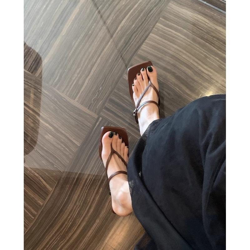 Schaffell-Version! Retro Sandalen Sommer Stiletto Zehensandalen Schuhe Damen tragen einfach Riemen Temperament hohe Absätze