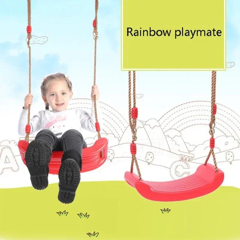 Colorful Kids Toy Swing Curved Board Flying Toy Plastic Material Indoor Outdoor Durable Hanging Seat Height Adjustable Ropes