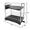 Leimish Two-Tier Dish Drainer, Stainless Steel, Rust-Proof, Automatic Drainage, Dish Drainer, Dish Holder, Chopstick Holder, Large Capacity, Kitchen S
