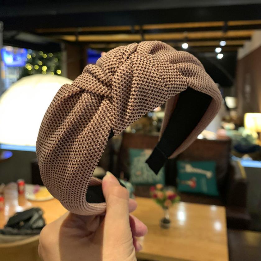 Female Retro Knitting Headband Solid color Knotted Hairband Head Bands Simple Wide Knot Hair Hoop Bezel Hair Accessories Gifts